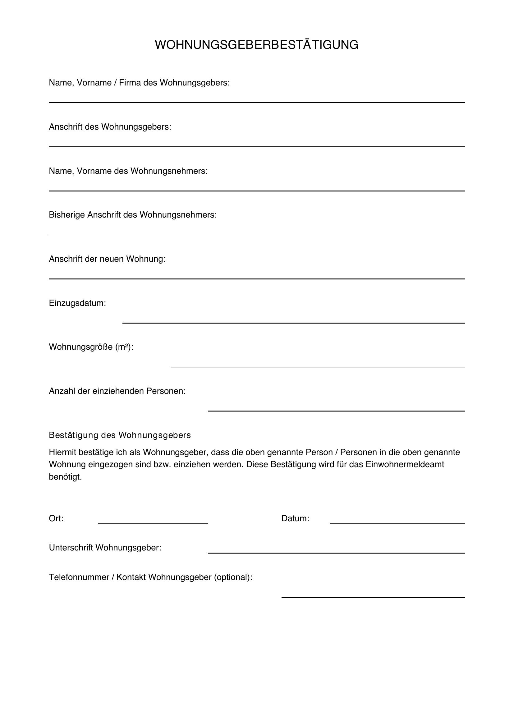 Wohnungsgeberbestätigung Stuttgart